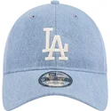 petten-gebogen-blauw-verstelbaar-9twenty-washed-denim-van-los-angeles-dodgers-mlb-van-new-era