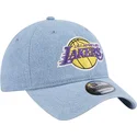 petten-gebogen-blauw-verstelbaar-9twenty-washed-denim-van-los-angeles-lakers-nba-van-new-era