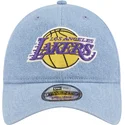 petten-gebogen-blauw-verstelbaar-9twenty-washed-denim-van-los-angeles-lakers-nba-van-new-era