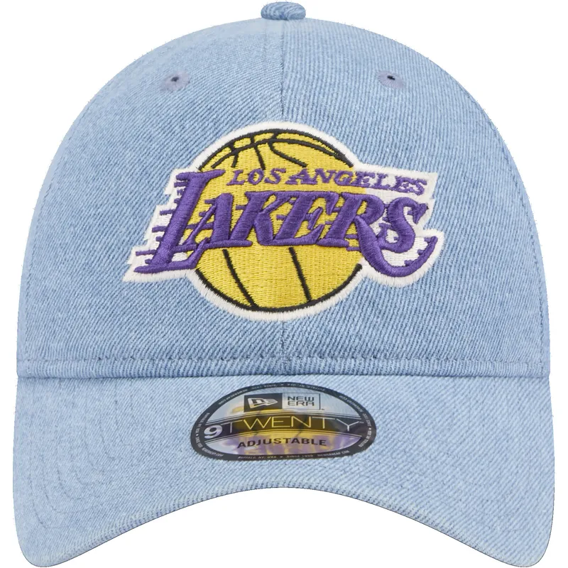 petten-gebogen-blauw-verstelbaar-9twenty-washed-denim-van-los-angeles-lakers-nba-van-new-era