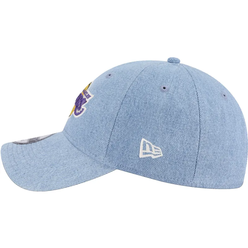 petten-gebogen-blauw-verstelbaar-9twenty-washed-denim-van-los-angeles-lakers-nba-van-new-era