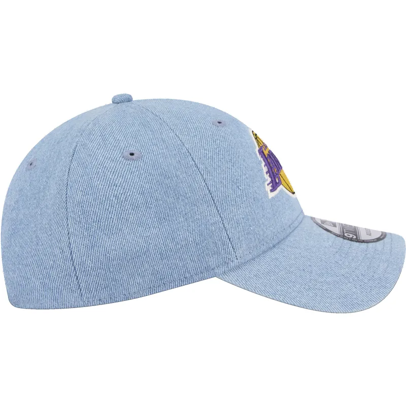 petten-gebogen-blauw-verstelbaar-9twenty-washed-denim-van-los-angeles-lakers-nba-van-new-era