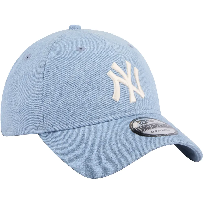 petten-gebogen-blauw-verstelbaar-9twenty-washed-denim-van-new-york-yankees-mlb-van-new-era