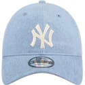 petten-gebogen-blauw-verstelbaar-9twenty-washed-denim-van-new-york-yankees-mlb-van-new-era