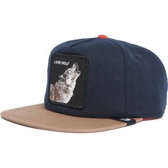 Petten plat marineblauw snapback Lone Wolf One Pack The...