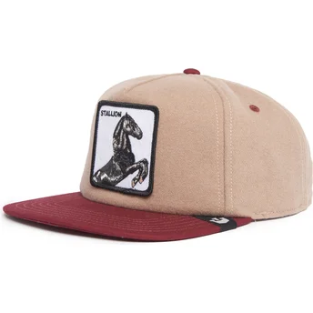 Petten plat bruin snapback Stallion Free Rider The Farm Flats The Farm van Goorin Bros.