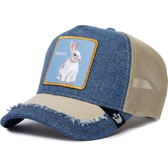 Petten gebogen blauw snapback Tricky Silky Rabbit The Farm Silky Roots The Farm van Goorin Bros.