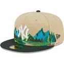 petten-plat-bruin-fitted-59fifty-team-landscape-van-new-york-yankees-mlb-van-new-era