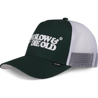 Petten gebogen groen snapback Live Slow & Die Old HFT LSDO van Djinns
