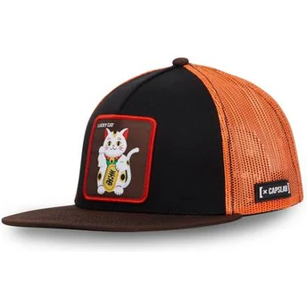 Petten plat zwart snapback Lucky Cat LUC Maneki-Neko van Capslab