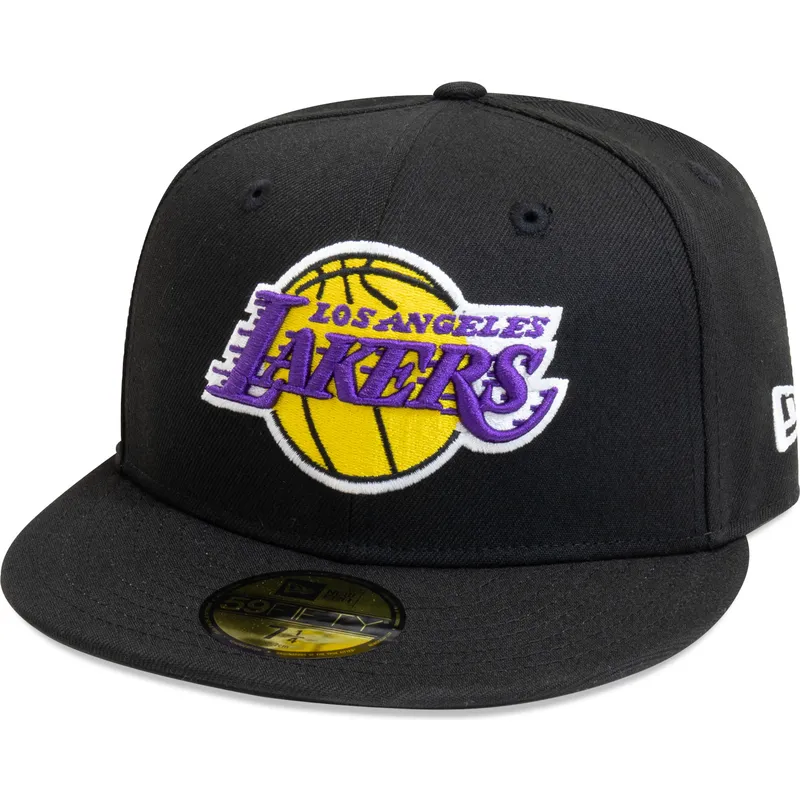 petten-plat-zwart-fitted-59fifty-essential-van-los-angeles-lakers-nba-van-new-era