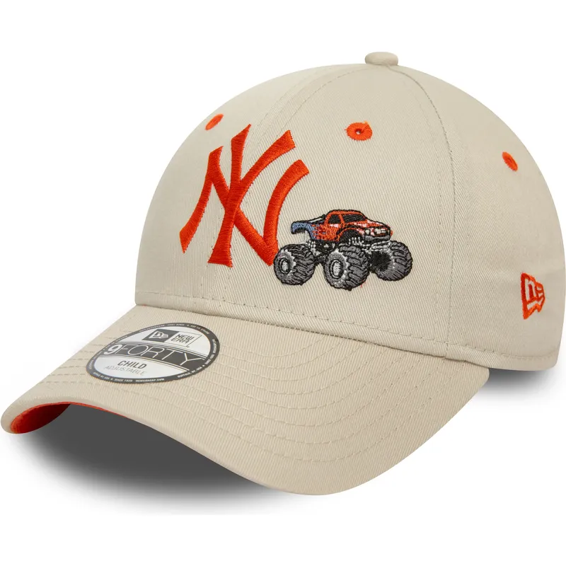 petten-gebogen-beige-verstelbaar-voor-kinderen-9forty-graphic-monster-truck-van-new-york-yankees-mlb-van-new-era