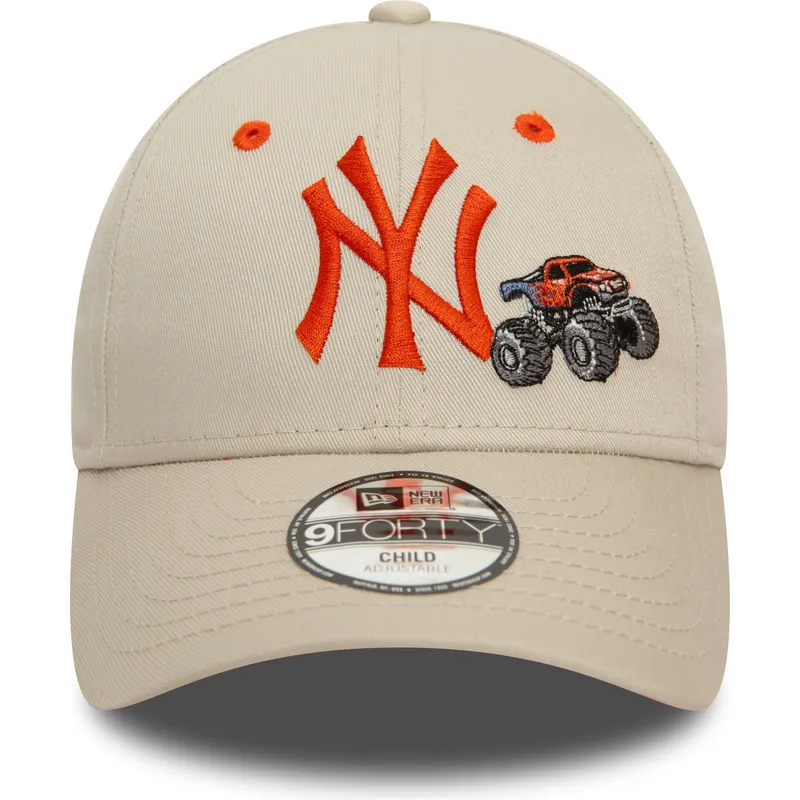 petten-gebogen-beige-verstelbaar-voor-kinderen-9forty-graphic-monster-truck-van-new-york-yankees-mlb-van-new-era