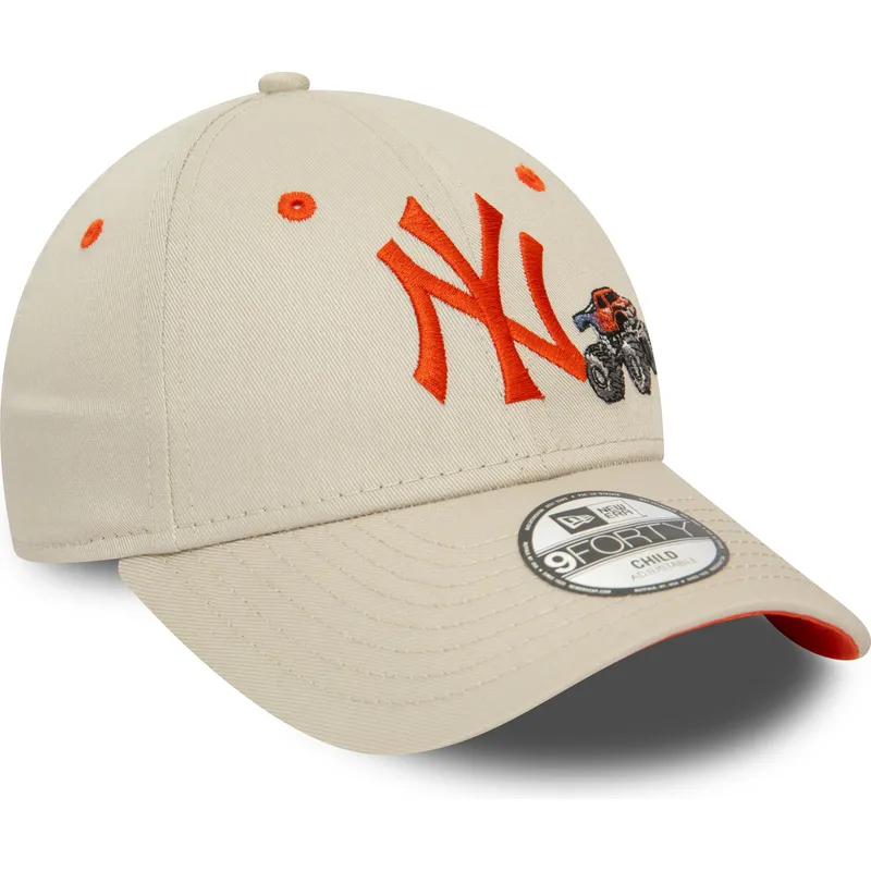 petten-gebogen-beige-verstelbaar-voor-kinderen-9forty-graphic-monster-truck-van-new-york-yankees-mlb-van-new-era