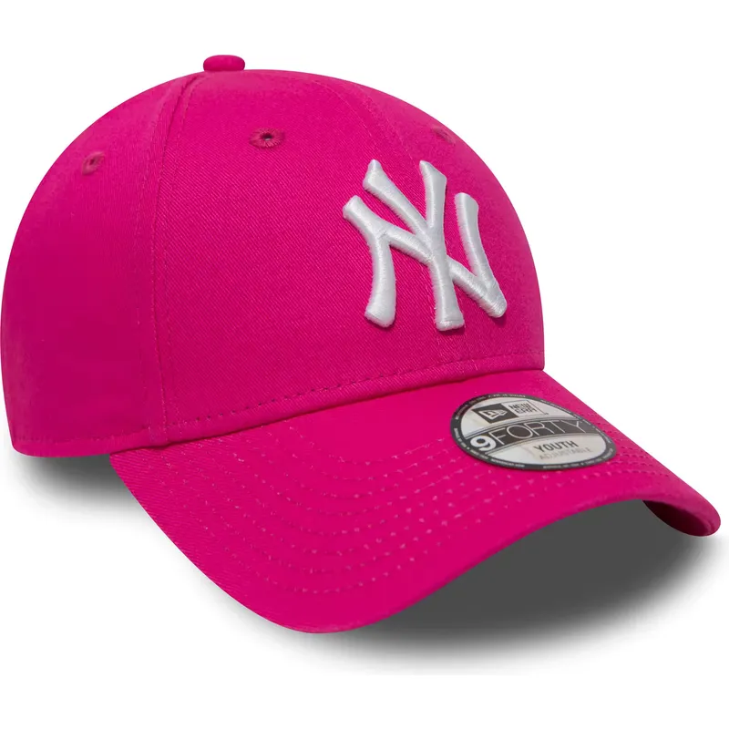 petten-gebogen-roze-verstelbaar-voor-kinderen-9forty-essential-van-new-york-yankees-mlb-van-new-era