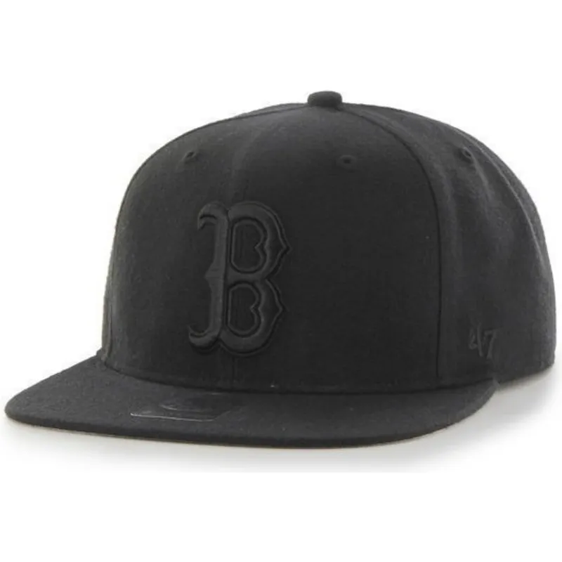petten-plat-zwart-snapback-van-boston-red-sox-mlb-van-47-brand