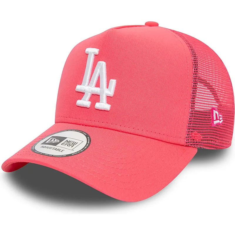 petten-gebogen-roze-snapback-a-frame-league-essential-van-los-angeles-dodgers-mlb-van-new-era