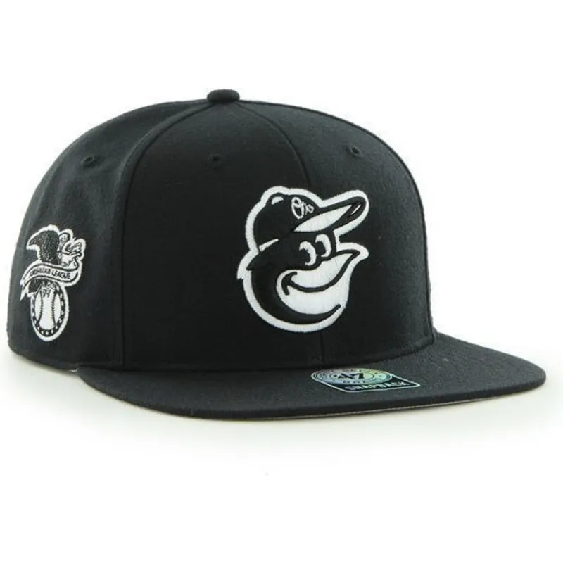 petten-plat-zwart-snapback-mascota-van-baltimore-orioles-mlb-van-47-brand