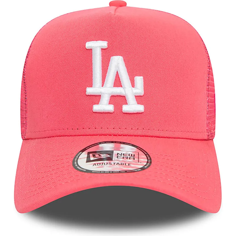 petten-gebogen-roze-snapback-a-frame-league-essential-van-los-angeles-dodgers-mlb-van-new-era
