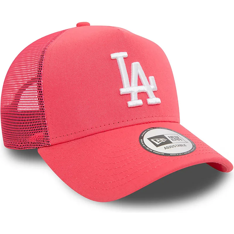 petten-gebogen-roze-snapback-a-frame-league-essential-van-los-angeles-dodgers-mlb-van-new-era