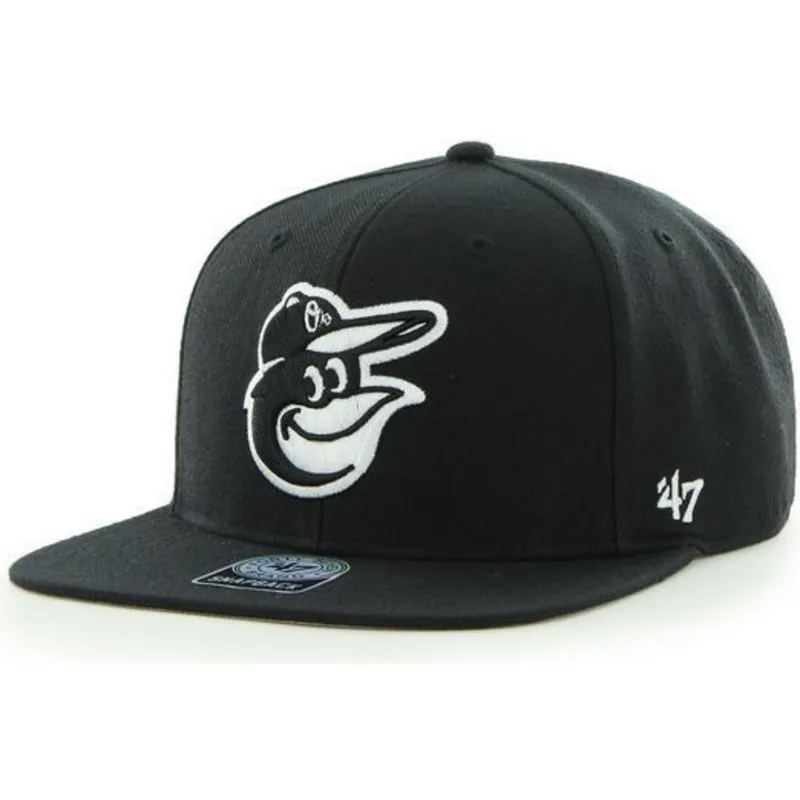 petten-plat-zwart-snapback-mascota-van-baltimore-orioles-mlb-van-47-brand