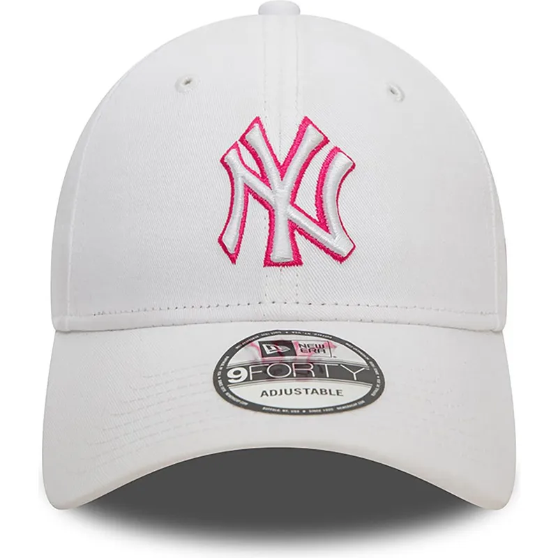 petten-gebogen-wit-verstelbaar-rosa-9forty-team-outline-van-new-york-yankees-mlb-van-new-era