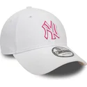 petten-gebogen-wit-verstelbaar-rosa-9forty-team-outline-van-new-york-yankees-mlb-van-new-era