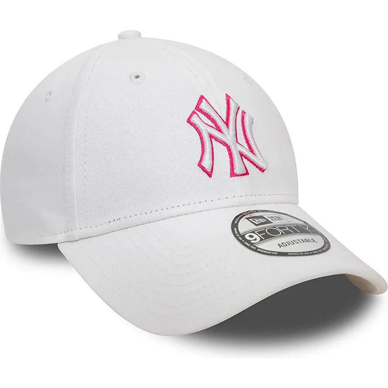 petten-gebogen-wit-verstelbaar-rosa-9forty-team-outline-van-new-york-yankees-mlb-van-new-era