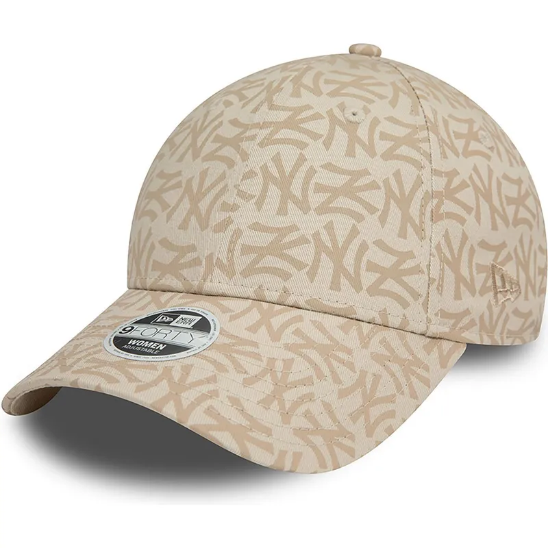 petten-gebogen-beige-verstelbaar-9forty-monogram-van-new-york-yankees-mlb-van-new-era