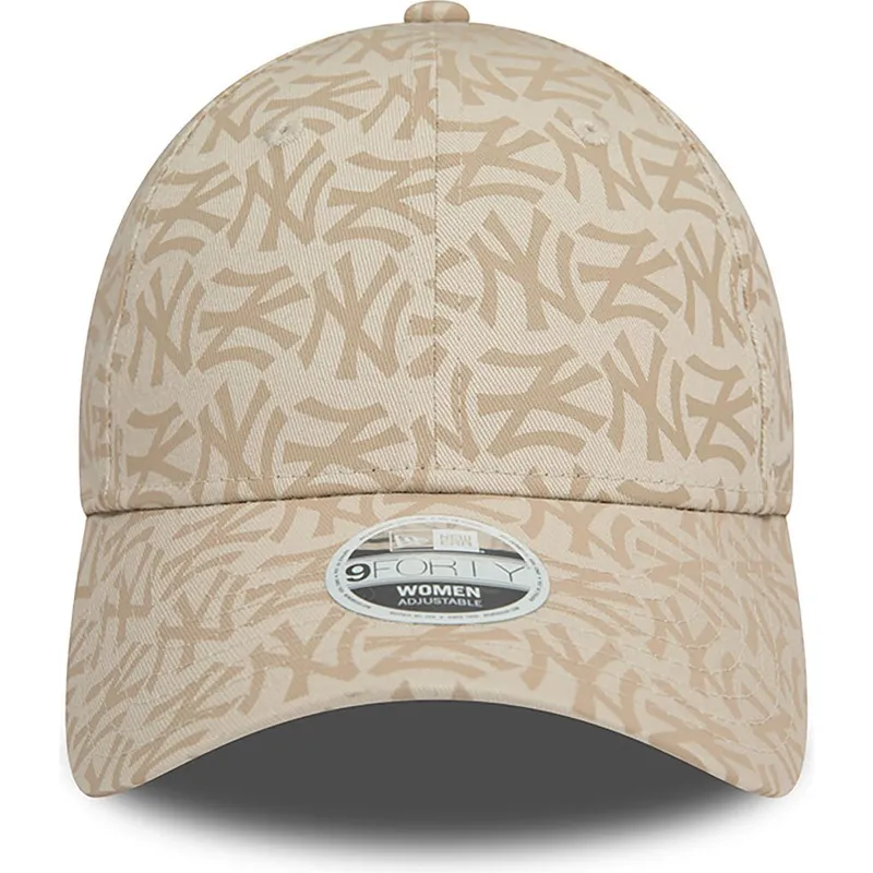 petten-gebogen-beige-verstelbaar-9forty-monogram-van-new-york-yankees-mlb-van-new-era