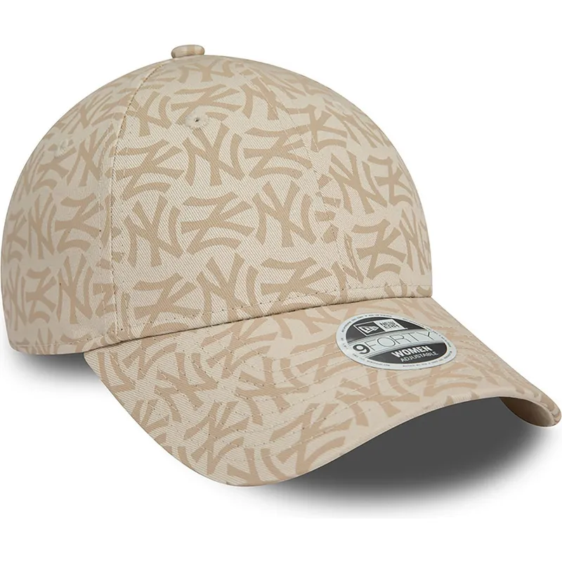 petten-gebogen-beige-verstelbaar-9forty-monogram-van-new-york-yankees-mlb-van-new-era