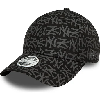 Petten gebogen zwart verstelbaar 9FORTY Monogram van New York Yankees MLB van New Era