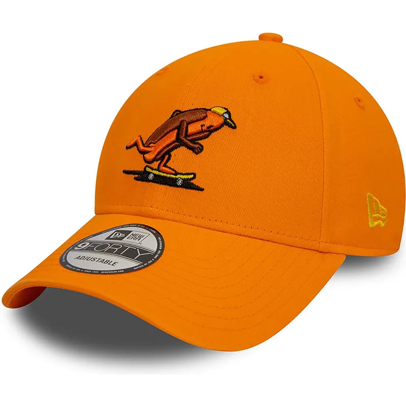 petten-gebogen-oranje-verstelbaar-9forty-hot-dog-character-van-new-era