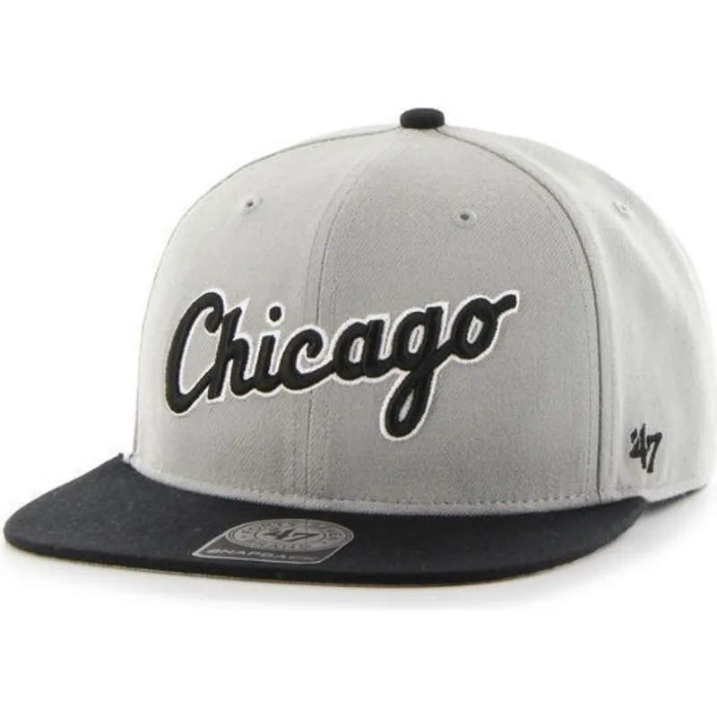 petten-plat-grijs-snapback-letras-van-chicago-white-sox-mlb-van-47-brand