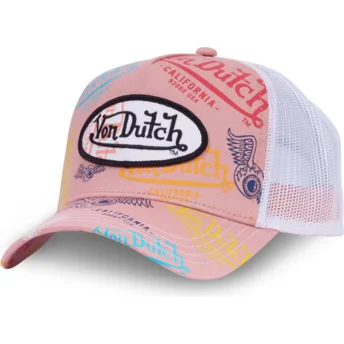 Petten gebogen roze snapback LE POU van Von Dutch