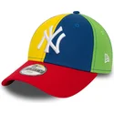 petten-gebogen-meerkleurig-verstelbaar-voor-kinderen-9forty-block-van-new-york-yankees-mlb-van-new-era