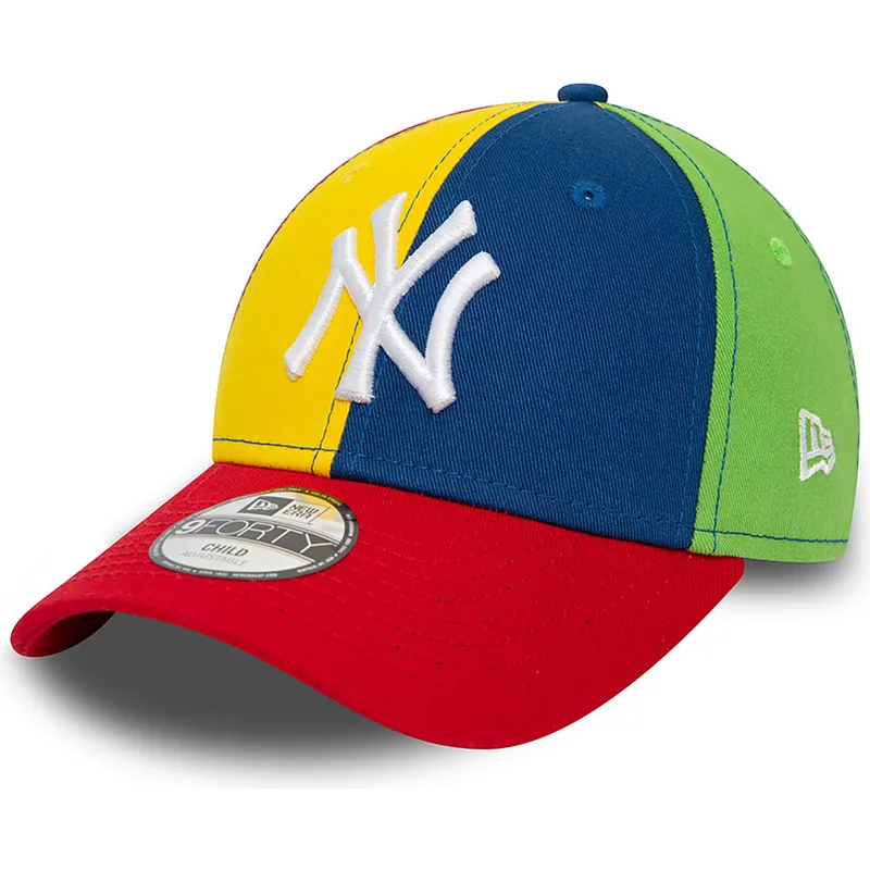 petten-gebogen-meerkleurig-verstelbaar-voor-kinderen-9forty-block-van-new-york-yankees-mlb-van-new-era