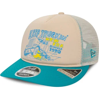 Petten gebogen beige snapback American Keep Truckin 9FIFTY Retro Crown A Frame van New Era