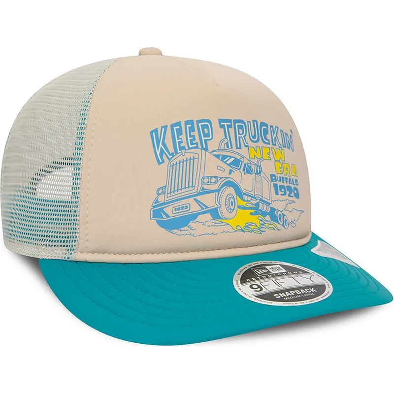 petten-gebogen-beige-snapback-american-keep-truckin-9fifty-retro-crown-a-frame-van-new-era