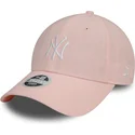 petten-gebogen-roze-verstelbaar-9forty-linen-van-new-york-yankees-mlb-van-new-era