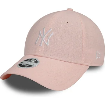 Petten gebogen roze verstelbaar 9FORTY Linen van New York Yankees MLB van New Era