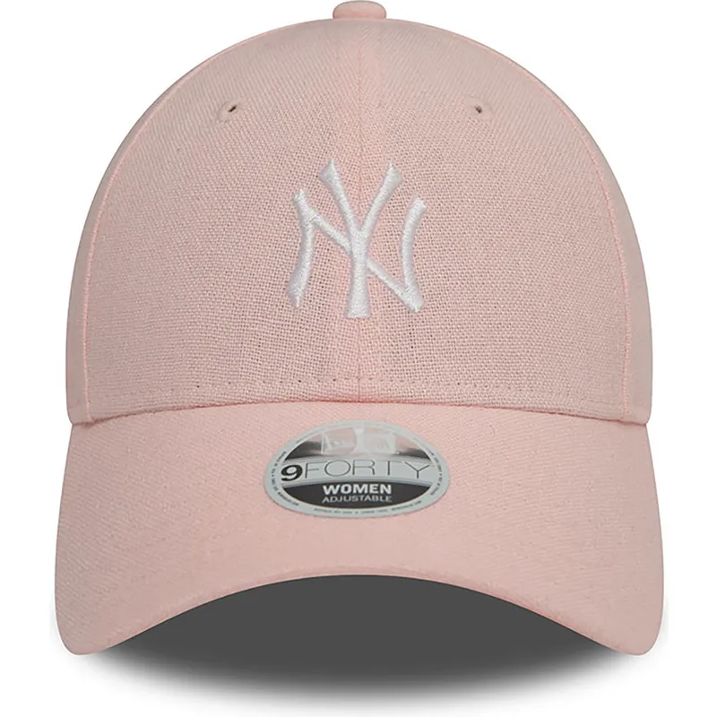 petten-gebogen-roze-verstelbaar-9forty-linen-van-new-york-yankees-mlb-van-new-era