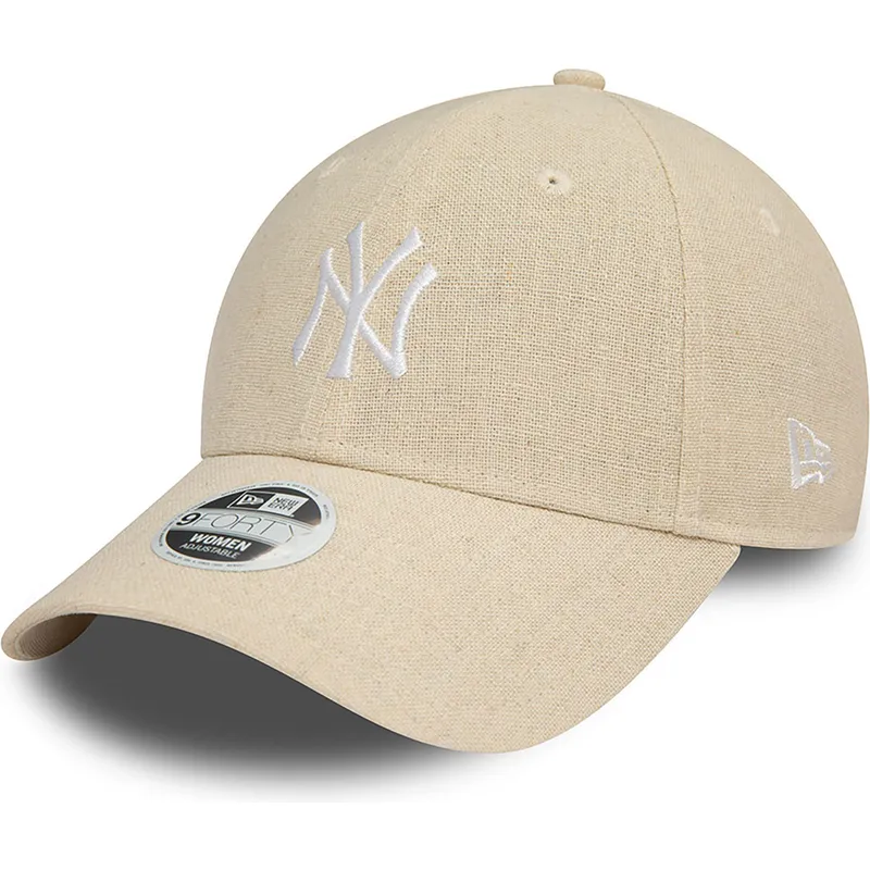 petten-gebogen-beige-verstelbaar-9forty-linen-van-new-york-yankees-mlb-van-new-era