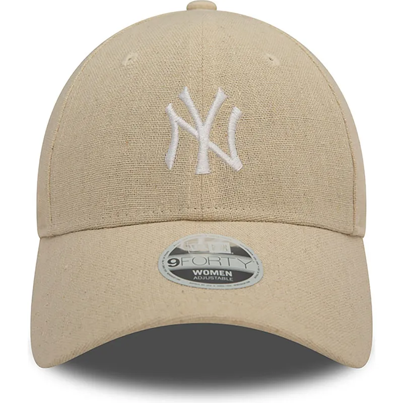 petten-gebogen-beige-verstelbaar-9forty-linen-van-new-york-yankees-mlb-van-new-era