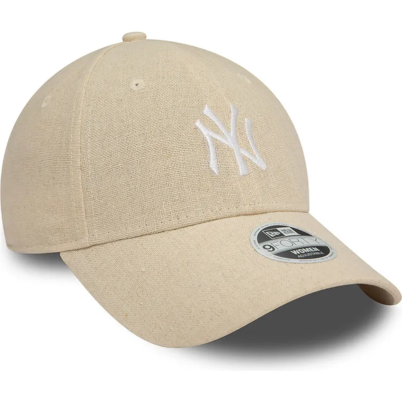 petten-gebogen-beige-verstelbaar-9forty-linen-van-new-york-yankees-mlb-van-new-era