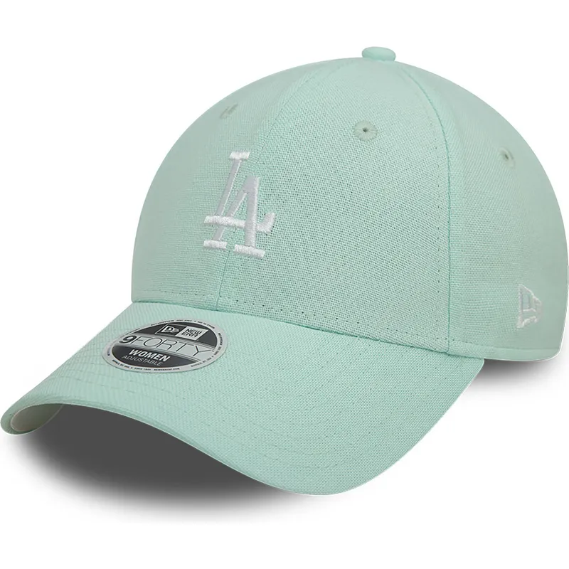 petten-gebogen-groen-verstelbaar-9forty-linen-van-los-angeles-dodgers-mlb-van-new-era