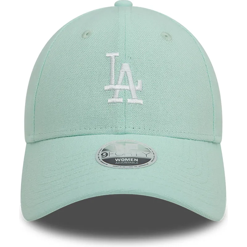 petten-gebogen-groen-verstelbaar-9forty-linen-van-los-angeles-dodgers-mlb-van-new-era