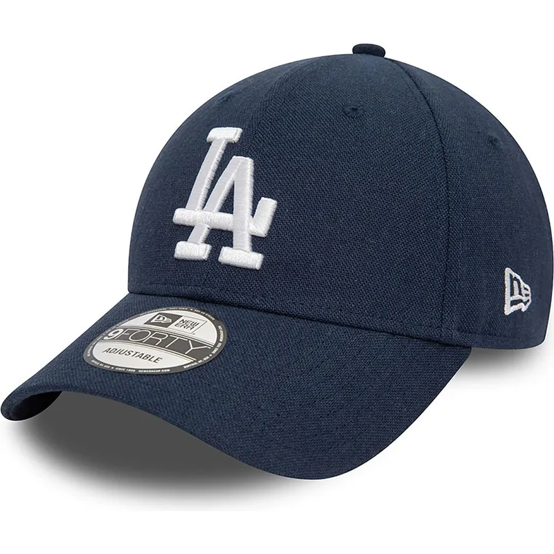 petten-gebogen-marineblauw-verstelbaar-9forty-linen-van-los-angeles-dodgers-mlb-van-new-era