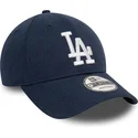 petten-gebogen-marineblauw-verstelbaar-9forty-linen-van-los-angeles-dodgers-mlb-van-new-era