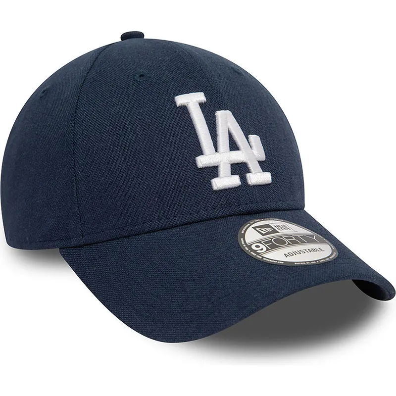 petten-gebogen-marineblauw-verstelbaar-9forty-linen-van-los-angeles-dodgers-mlb-van-new-era